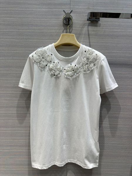 women's tshirt highend tshirt casual design heavy industry flower beads short sleeve 230306, White
women's tshirt highend tshirt casual design heavy industry flower beads short sleeve 230306, White
