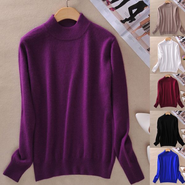 women's sweaters women winter spring warm solid knitted soft cashmere wool blend slim pullover jumper sweater 230306, White;black
women's sweaters women winter spring warm solid knitted soft cashmere wool blend slim pullover jumper sweater 230306, White;black