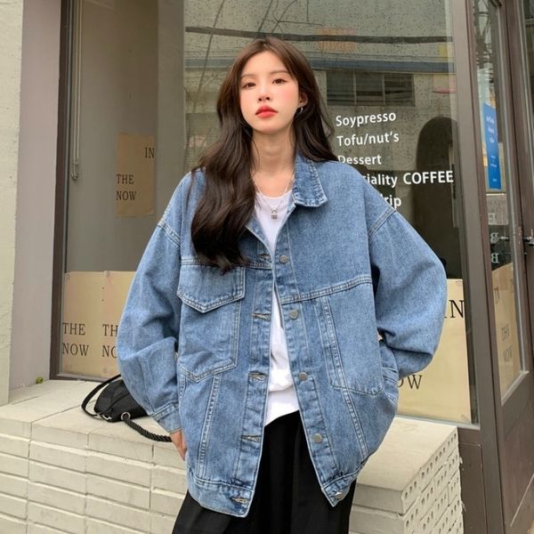 women's jackets denim autumn american high street jeans coat women oversize loose simple and versatile lapel fashion 230306, Black;brown
women's jackets denim autumn american high street jeans coat women oversize loose simple and versatile lapel fashion 230306, Black;brown