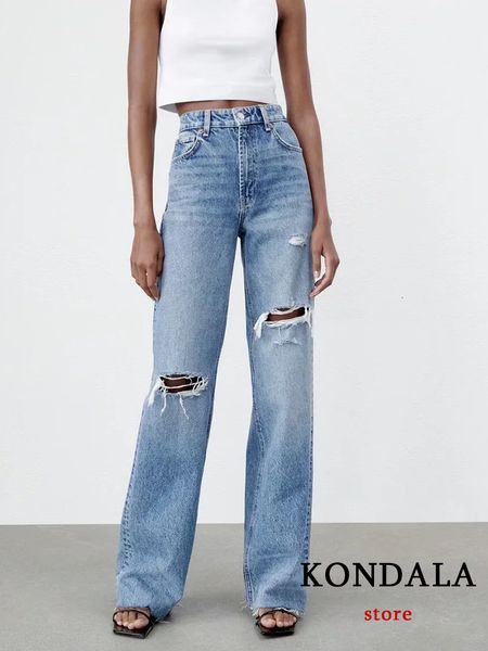 women's jeans kondala women casual ripped holes denim jeans fashion high waist button streetwear long pants female vintage trousers 230, Blue
women's jeans kondala women casual ripped holes denim jeans fashion high waist button streetwear long pants female vintage trousers 230, Blue