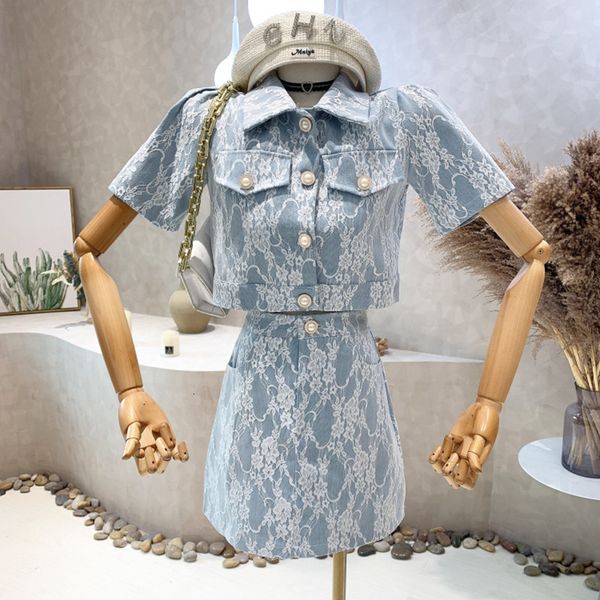 two piece dress skirt suit women summer lace soft denim coats short and slim young ladies sweety party s suits ns679 230303, White
two piece dress skirt suit women summer lace soft denim coats short and slim young ladies sweety party s suits ns679 230303, White