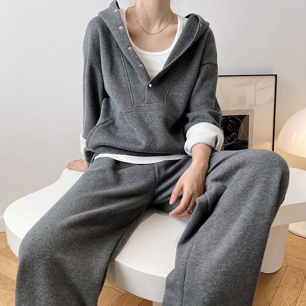 women's hoodies sweatshirts leisure sports suit women's 2023 spring korean fashion hooded sweater wide leg pants twopiece set 2303, Black
women's hoodies sweatshirts leisure sports suit women's 2023 spring korean fashion hooded sweater wide leg pants twopiece set 2303, Black