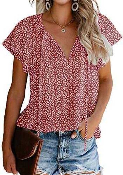 women's casual floral print v neck ruffle short sleeve summer shirts loose blouses8zg3, White
women's casual floral print v neck ruffle short sleeve summer shirts loose blouses8zg3, White