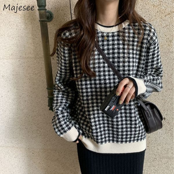 women's sweaters pullovers women plaid knitted o-neck loose preppy style students sweet korean stylish chic leisure harajuku female sw, White;black
women's sweaters pullovers women plaid knitted o-neck loose preppy style students sweet korean stylish chic leisure harajuku female sw, White;black