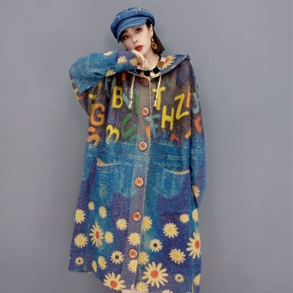 women's jackets floral printing hooded sweater coat oversized knitwear outfit autumn winter long style knitting cardigan 230306, Black;brown
women's jackets floral printing hooded sweater coat oversized knitwear outfit autumn winter long style knitting cardigan 230306, Black;brown