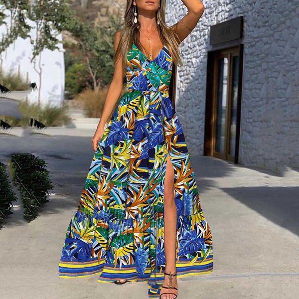 party dresses 2023 summer women's dress v-neck sling printed leaves beach holiday split skirt t230303, White;black
party dresses 2023 summer women's dress v-neck sling printed leaves beach holiday split skirt t230303, White;black