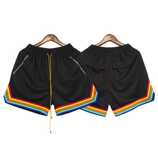 men shorts rhude court in black nylon mesh drawstring zipper2 back flap pockets hulg lrdb, White;black
men shorts rhude court in black nylon mesh drawstring zipper2 back flap pockets hulg lrdb, White;black