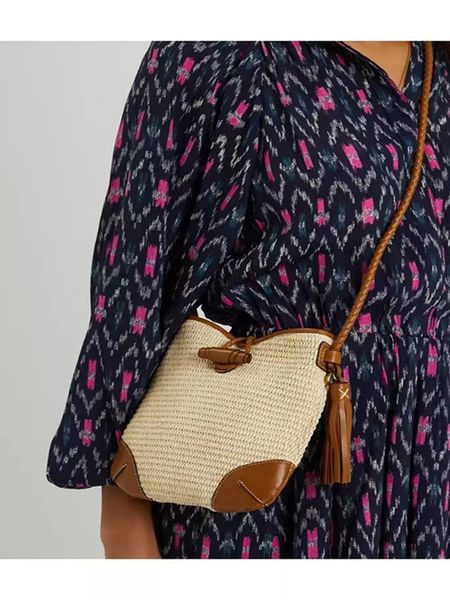 waist bag tassel straw shoulder stitching stylish ladies mini s 230306