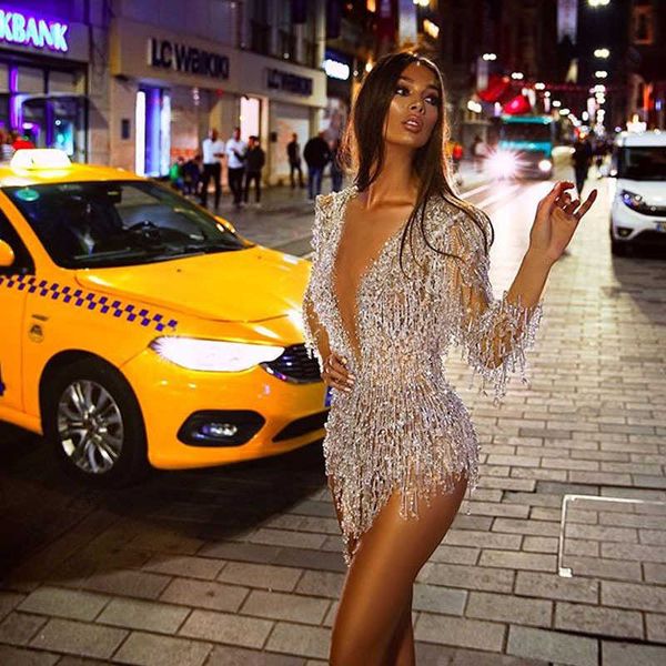party dresses 2023 spring and summer new women's dress perspective sequin tassels deep v miniskirt t230303, White;black
party dresses 2023 spring and summer new women's dress perspective sequin tassels deep v miniskirt t230303, White;black