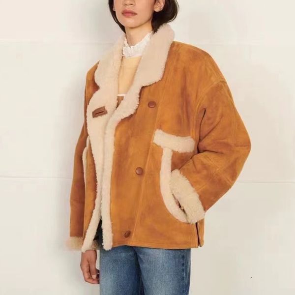 women's wool blends ioo coat brown silhouette lapel thick ecofur jacket france brand sand eco leather 230306, Black
women's wool blends ioo coat brown silhouette lapel thick ecofur jacket france brand sand eco leather 230306, Black
