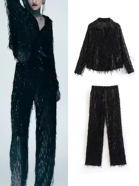 women's two piece pants traf spring autumn women tassels sequined shirts pant sets causal single breasted elastic waist outwear 230303, White
women's two piece pants traf spring autumn women tassels sequined shirts pant sets causal single breasted elastic waist outwear 230303, White