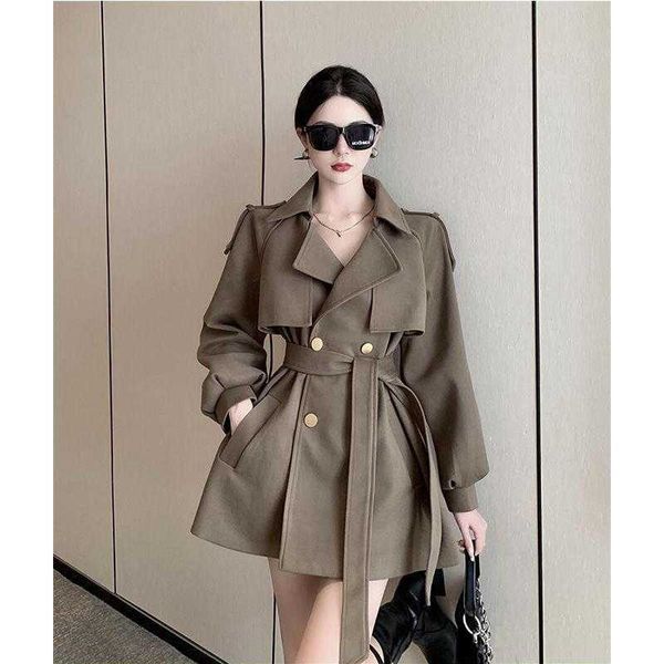 small 2022 new spring and autumn lantern sleeves show thin lace-up woolen short trench coat women, Tan;black
small 2022 new spring and autumn lantern sleeves show thin lace-up woolen short trench coat women, Tan;black