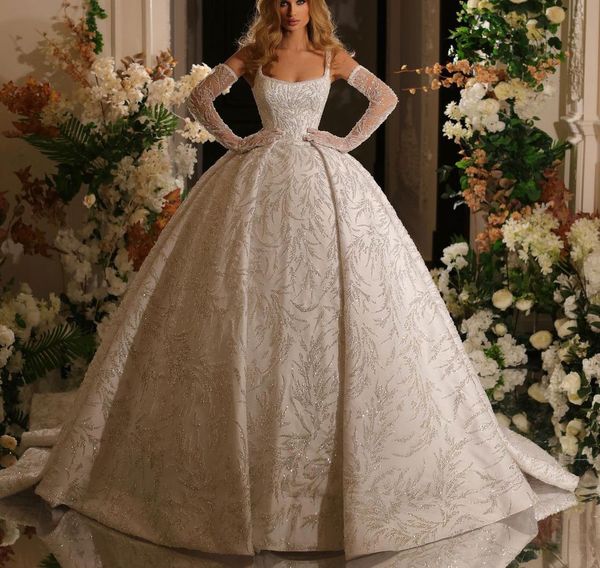sparkly ball gown wedding dresses long sleeves bateau straps sequins appliques beaded lace ruffles diamonds bridal gowns plus size custom ma, White
sparkly ball gown wedding dresses long sleeves bateau straps sequins appliques beaded lace ruffles diamonds bridal gowns plus size custom ma, White