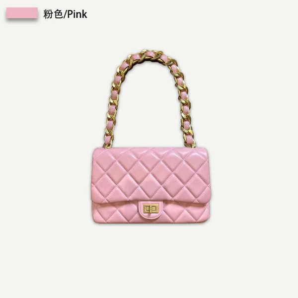 senior sense of female armpit bag leather diamond lattice thick chain bag summer shoulder handbag 0406