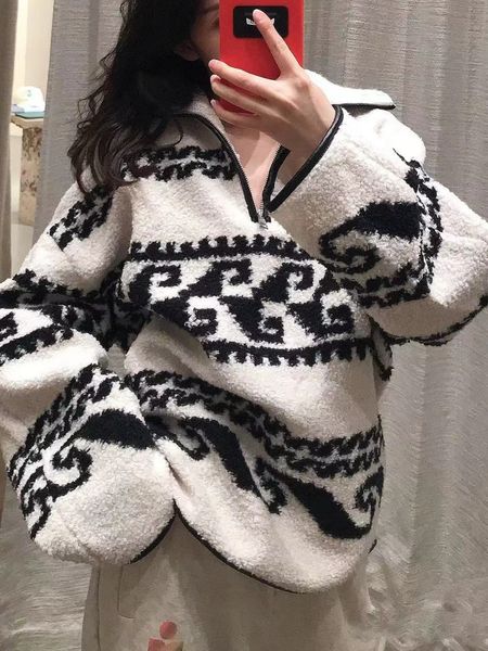 women's hoodies sweatshirts autumn and winter half zipper lapel printed pullover plush women sweater jacket 230307, Black
women's hoodies sweatshirts autumn and winter half zipper lapel printed pullover plush women sweater jacket 230307, Black