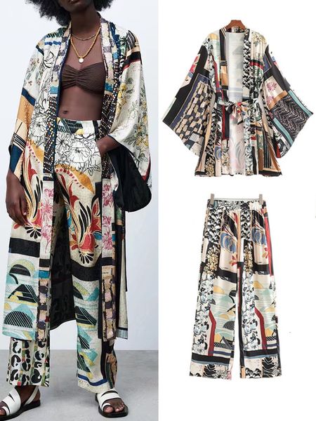 women's two piece pants 2pcs women shirts trousers suit kimono style summer full printed x-long drawstring blouse set female pants casu, White
women's two piece pants 2pcs women shirts trousers suit kimono style summer full printed x-long drawstring blouse set female pants casu, White