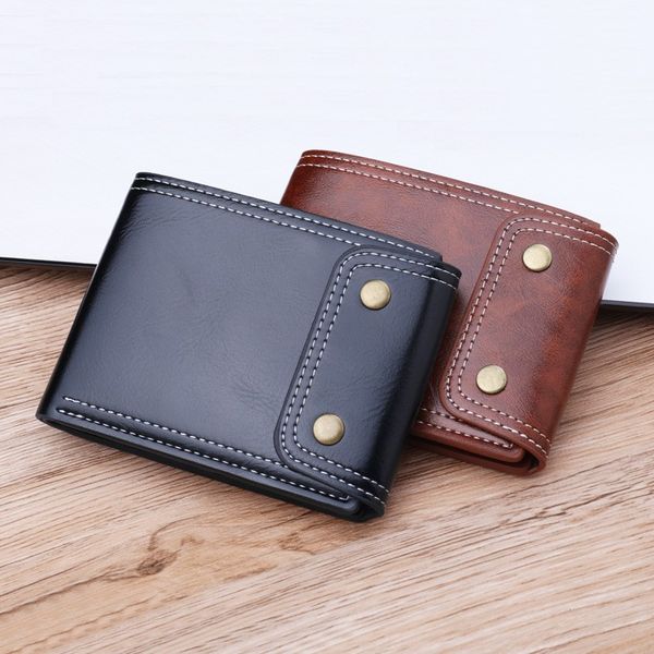 men's purses oil wax pu waterproof short wallet moneybag multiple card holders reasonable capacity button thread, Red;black
men's purses oil wax pu waterproof short wallet moneybag multiple card holders reasonable capacity button thread, Red;black