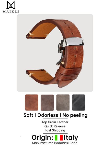 watch bands maikes handmade band butterfly buckle vegetable tanned cow leather made in italy quick release bracelet band strap 230307, Black;brown
watch bands maikes handmade band butterfly buckle vegetable tanned cow leather made in italy quick release bracelet band strap 230307, Black;brown