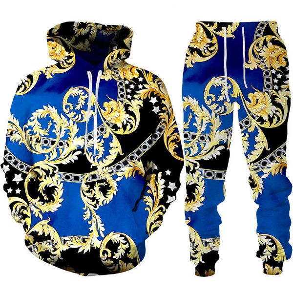 men's tracksuits luxury vintage 3d print hoodie pants 2 pieces tracksuit set fashion golden flower pattern streetwear hip hop men', Gray
men's tracksuits luxury vintage 3d print hoodie pants 2 pieces tracksuit set fashion golden flower pattern streetwear hip hop men', Gray