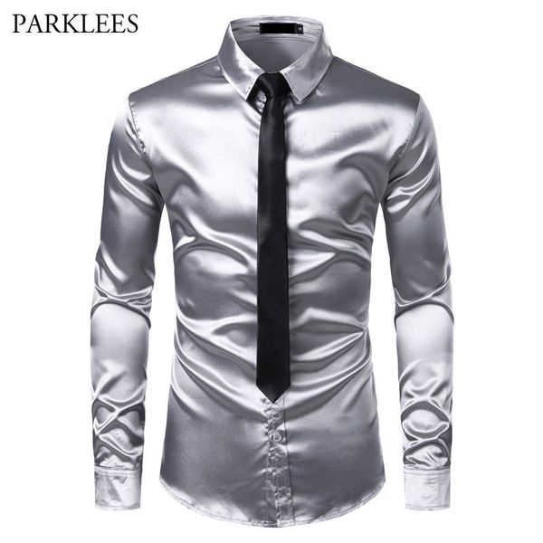 men's casual shirts 2pcs silver silk shirttie mens satin smooth tuxedo shirts casual button down men dress shirts wedding party prom ch, White;black
men's casual shirts 2pcs silver silk shirttie mens satin smooth tuxedo shirts casual button down men dress shirts wedding party prom ch, White;black