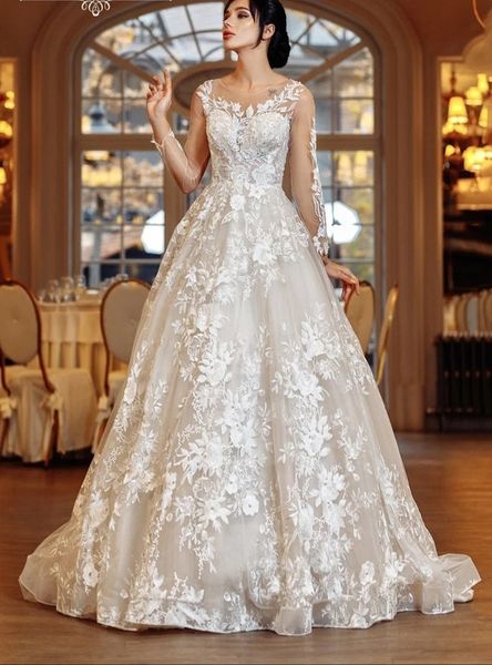modest beach boho ball gown wedding dresses 2023 lace sheer neck long tulle sleeve plus size bridal gowns robes de mariee, White
modest beach boho ball gown wedding dresses 2023 lace sheer neck long tulle sleeve plus size bridal gowns robes de mariee, White