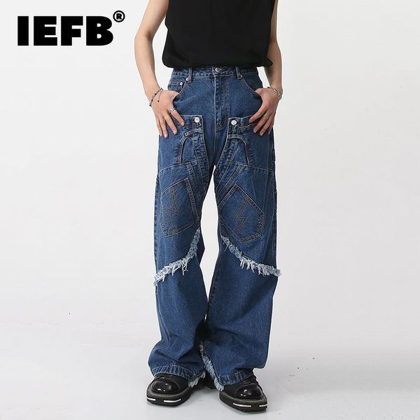 men's jeans iefb wear 2023 spring casual denim trousers high street raw edge niche design multi pcoket male spliced 9a7408 230306, Blue
men's jeans iefb wear 2023 spring casual denim trousers high street raw edge niche design multi pcoket male spliced 9a7408 230306, Blue