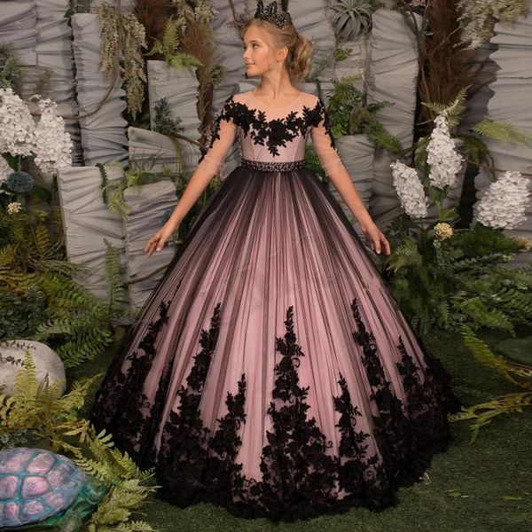fancy black lace couture flower girl dress birthday appliqued wedding party dresses costumes first comunion custom made, White;blue
fancy black lace couture flower girl dress birthday appliqued wedding party dresses costumes first comunion custom made, White;blue