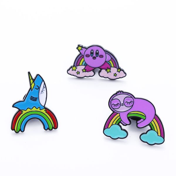 cartoon anime rainbow shark brooches 3pcs set bifrost enamel badges alloy pin jewelry gift bag accessories, Gray
cartoon anime rainbow shark brooches 3pcs set bifrost enamel badges alloy pin jewelry gift bag accessories, Gray