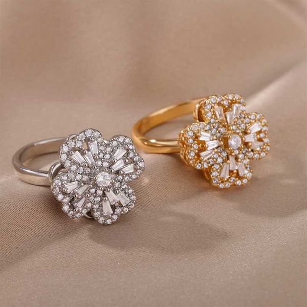 band rings rotating four clover adjustable rings for women copper wedding ring female fashion aesthetic jewelry christmas gift aa230306, Silver
band rings rotating four clover adjustable rings for women copper wedding ring female fashion aesthetic jewelry christmas gift aa230306, Silver