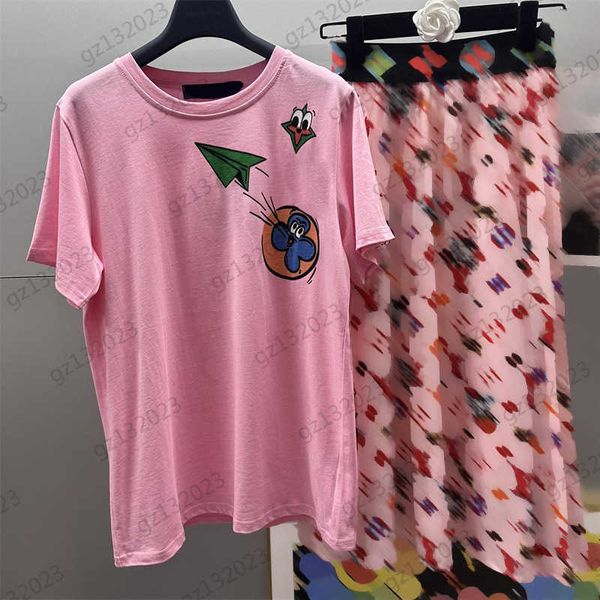 pink two piece dress cartoon logo printed crew neck pullover short sleeves jacket printed webbing high waist large hemline slim skirts two p, White
pink two piece dress cartoon logo printed crew neck pullover short sleeves jacket printed webbing high waist large hemline slim skirts two p, White