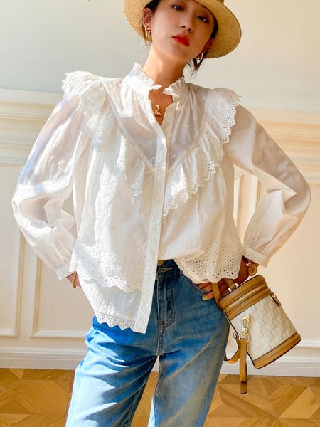 women's blouses shirts gypsylady white elegant chic shirt v-neck ruffles spring autumn women hollow out long sleeve office ladies 23030
women's blouses shirts gypsylady white elegant chic shirt v-neck ruffles spring autumn women hollow out long sleeve office ladies 23030