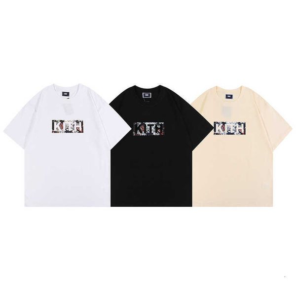 men's t-shirt kith summer 2022 street fashion short sleeved floral square printed and women's loose round neck, White;black
men's t-shirt kith summer 2022 street fashion short sleeved floral square printed and women's loose round neck, White;black
