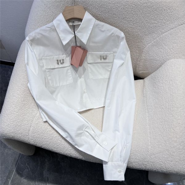 women's blouses & shirts designer 23ss cotton women crop with letter beads runway high end luxury brand dress female long sleeve lapel, White
women's blouses & shirts designer 23ss cotton women crop with letter beads runway high end luxury brand dress female long sleeve lapel, White
