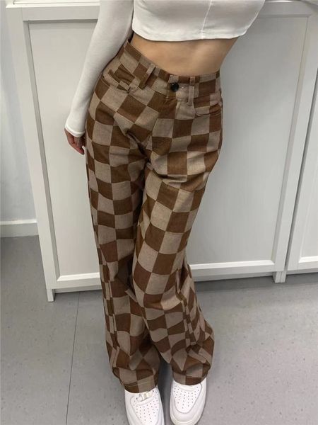 women's jeans plaid high waist denim wide leg pants women's vintage denim old brown jeans autumn casual denim straight pants 23030, Blue
women's jeans plaid high waist denim wide leg pants women's vintage denim old brown jeans autumn casual denim straight pants 23030, Blue