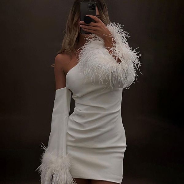 skirts fashion one-shoulder design party dress elegant patchwork flare sleeve fluffy feather mini dress women hollow short dresses 230306, Black
skirts fashion one-shoulder design party dress elegant patchwork flare sleeve fluffy feather mini dress women hollow short dresses 230306, Black