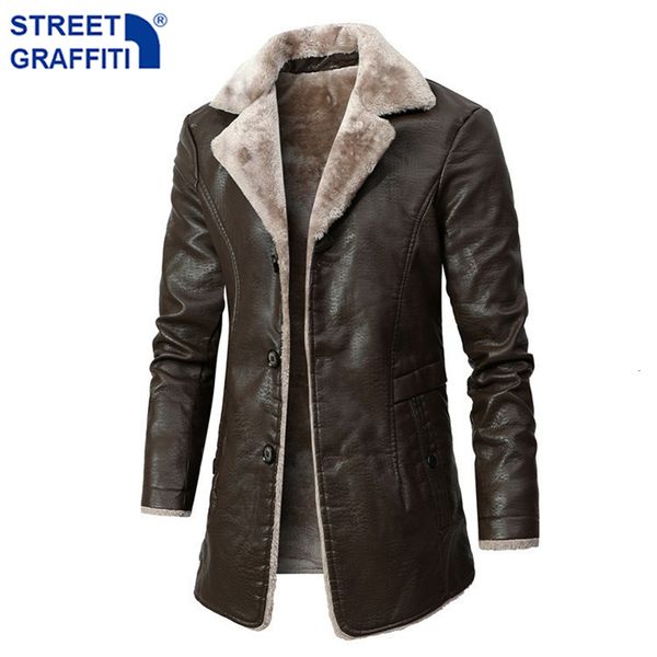men's leather faux leather men winter long thick fleece pu leather jacket mens streetwear casual business clothing porcket leather jack, Black
men's leather faux leather men winter long thick fleece pu leather jacket mens streetwear casual business clothing porcket leather jack, Black