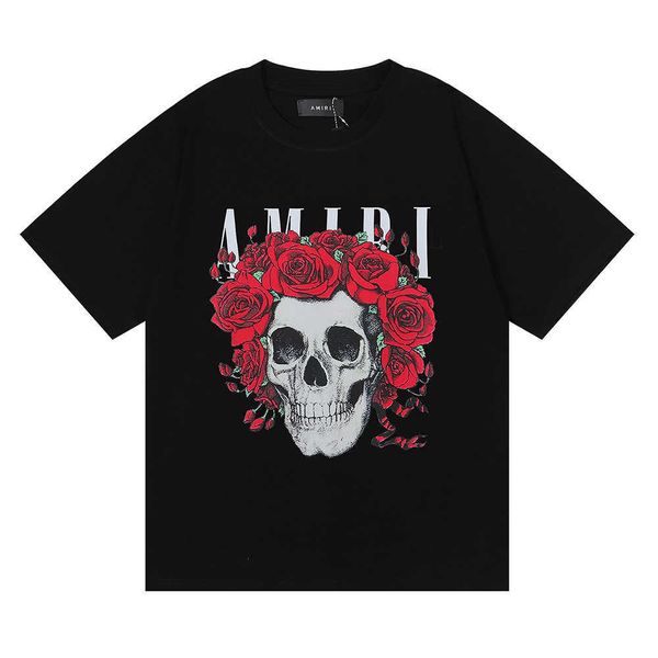 american fashion style rose skull printed cotton short sleeve t-shirt men and women's same large pullover short sleeve, Black;white
american fashion style rose skull printed cotton short sleeve t-shirt men and women's same large pullover short sleeve, Black;white