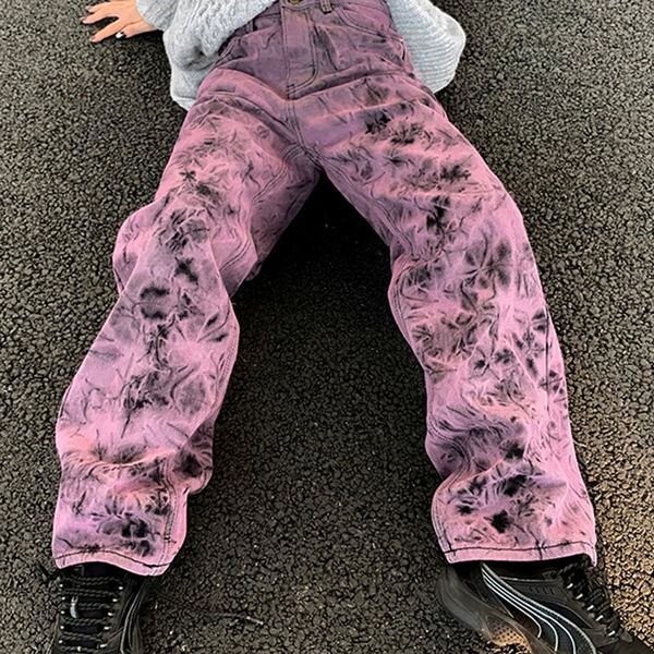 women's jeans large size 5xl purple tie-dye jeans women spring and autumn fashion street personality loose drape straight denim trouser, Blue
women's jeans large size 5xl purple tie-dye jeans women spring and autumn fashion street personality loose drape straight denim trouser, Blue