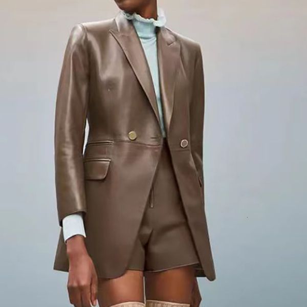 women's jackets leather leather coat autumn and winter professional ol commuting basic pocket button sheep skin suit 230307, Black;brown
women's jackets leather leather coat autumn and winter professional ol commuting basic pocket button sheep skin suit 230307, Black;brown