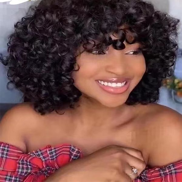 short curly wigs rose curly wig with bangs fumi human hair full machine made deep wave water virgin brazilian for black women, Black;brown
short curly wigs rose curly wig with bangs fumi human hair full machine made deep wave water virgin brazilian for black women, Black;brown