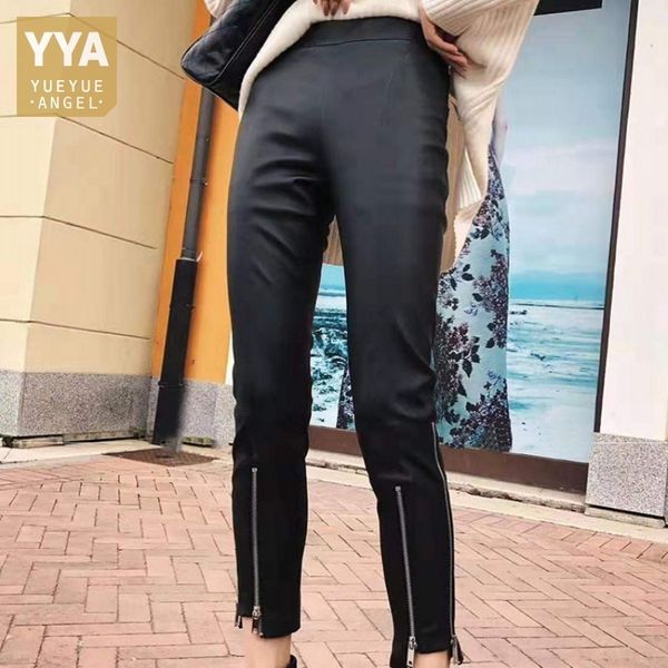 women's pants s biker genuine leather office ladies high waist skinny elastic ankle length fashion zipper pencil trousers for women 230, Black;white
women's pants s biker genuine leather office ladies high waist skinny elastic ankle length fashion zipper pencil trousers for women 230, Black;white