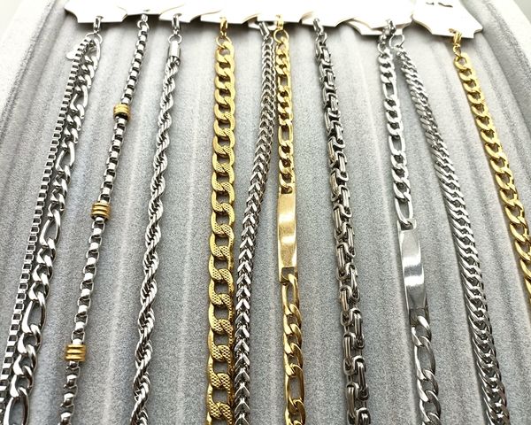 charm bracelets 10pcs man women silver plate gold 316l stainless steel wedding bracelet bangle wholesale jewelry 230307, Golden;silver
charm bracelets 10pcs man women silver plate gold 316l stainless steel wedding bracelet bangle wholesale jewelry 230307, Golden;silver