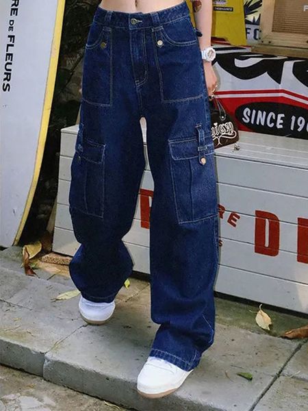 women's plus size pants y2k streetwear jeans for women fashion casual high waist loose denim autumn design straight trousers female 230, Black
women's plus size pants y2k streetwear jeans for women fashion casual high waist loose denim autumn design straight trousers female 230, Black