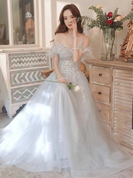 blue gray evening gowns applique sequined elegant with feather off the shoulder performance formal party lace up strapless prom dresses, Black;red
blue gray evening gowns applique sequined elegant with feather off the shoulder performance formal party lace up strapless prom dresses, Black;red