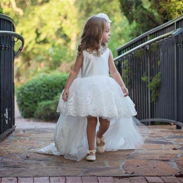 new high low flower girl dresses crystals rhinestones v-neck with lace long train for kids birthday party gowns, White;blue
new high low flower girl dresses crystals rhinestones v-neck with lace long train for kids birthday party gowns, White;blue