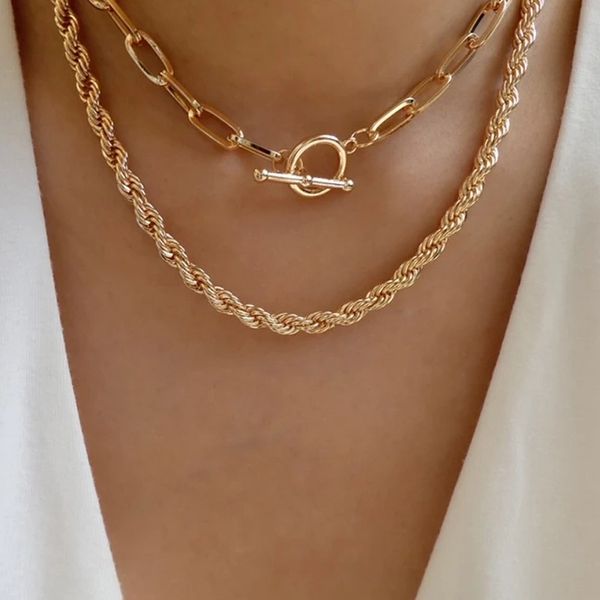 Gold plated thick chain double collarbone chain fashion street shot sweater chain necklace women wholesale
Gold plated thick chain double collarbone chain fashion street shot sweater chain necklace women wholesale