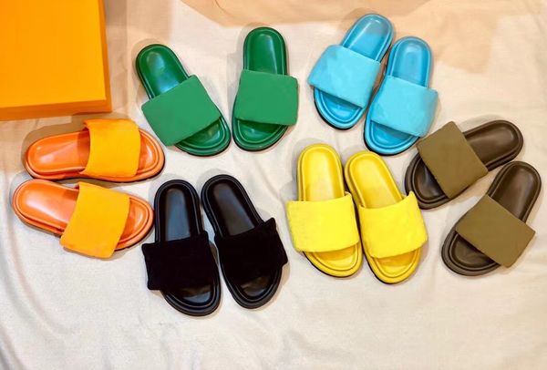pool pillow comfort flat slippers embossed technology fabric material 6 bright colors women classic cool slides lady designer mules, Black
pool pillow comfort flat slippers embossed technology fabric material 6 bright colors women classic cool slides lady designer mules, Black