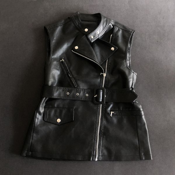 women's jackets 2023 autumn clothes fashion slim small standup collar motorcycle leather vest belt sleeveless 230307, Black;brown
women's jackets 2023 autumn clothes fashion slim small standup collar motorcycle leather vest belt sleeveless 230307, Black;brown