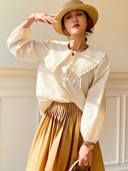 women's blouses shirts gypsylady casual elegant women shirt spring autumn long lantern sleeve beige button loose ladies blusas 230306, White
women's blouses shirts gypsylady casual elegant women shirt spring autumn long lantern sleeve beige button loose ladies blusas 230306, White