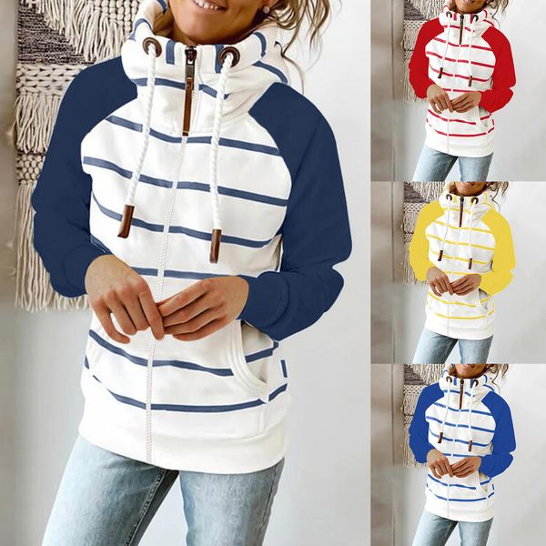 women's hoodies sweatshirts fashion striped zipper hoodies casual pocket turtleneck pullover sweatshirt streetwear female winter long s, Black
women's hoodies sweatshirts fashion striped zipper hoodies casual pocket turtleneck pullover sweatshirt streetwear female winter long s, Black